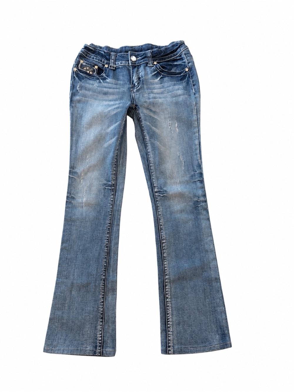 Unbranded Y2K Rhinestone Bootcut Jeans Elastic Waist 15x28.5